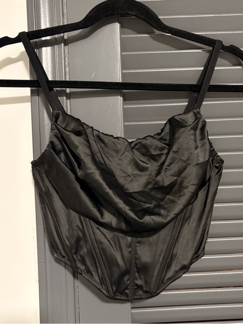 Urban Outfitters Black Satin Cowl Neck Corset Top